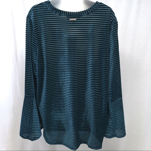 MICHAEL KORS Plus Velvet Stripe Flutter Sleeve 3X - Picture 3 of 8
